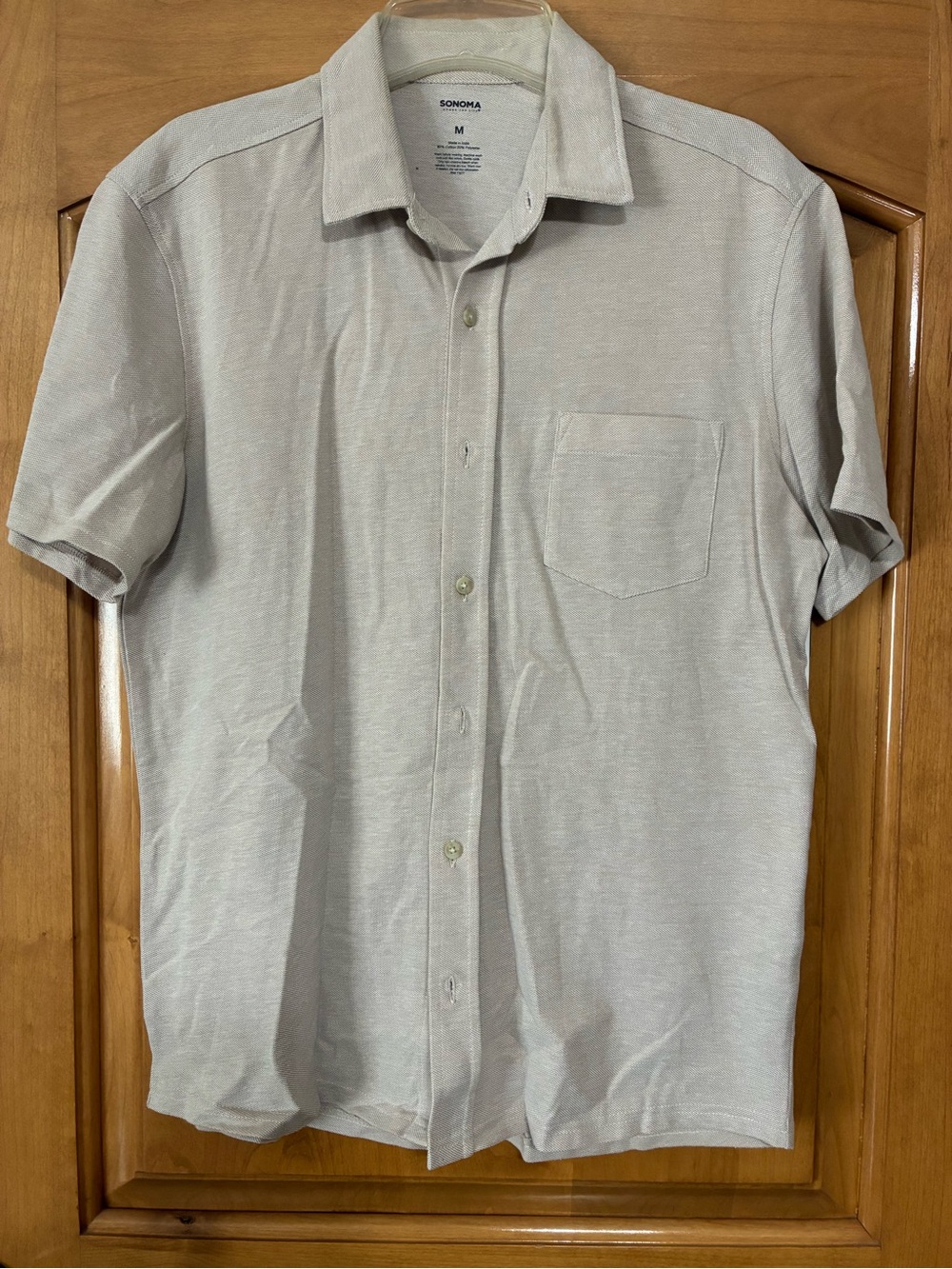 Sonoma Men's Short-Sleeve Button-Up Shirt — Light Beige
